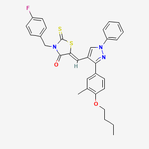 molecular formula C31H28FN3O2S2 B12031726 (5Z)-5-{[3-(4-Butoxy-3-methylphenyl)-1-phenyl-1H-pyrazol-4-YL]methylene}-3-(4-fluorobenzyl)-2-thioxo-1,3-thiazolidin-4-one CAS No. 623940-54-5