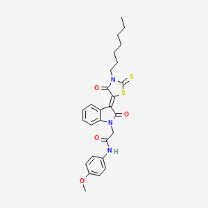 2-[(3Z)-3-(3-heptyl-4-oxo-2-thioxo-1,3-thiazolidin-5-ylidene)-2-oxo-2,3-dihydro-1H-indol-1-yl]-N-(4-methoxyphenyl)acetamide