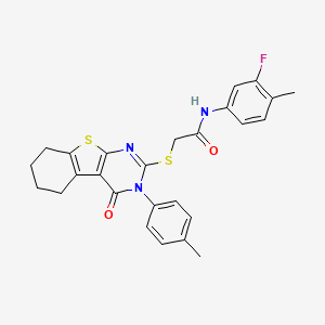 N-(3-fluoro-4-methylphenyl)-2-{[3-(4-methylphenyl)-4-oxo-3,4,5,6,7,8-hexahydro[1]benzothieno[2,3-d]pyrimidin-2-yl]sulfanyl}acetamide