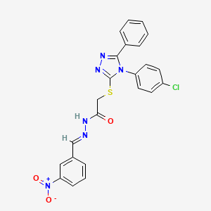 2-{[4-(4-chlorophenyl)-5-phenyl-4H-1,2,4-triazol-3-yl]sulfanyl}-N'-[(E)-(3-nitrophenyl)methylidene]acetohydrazide