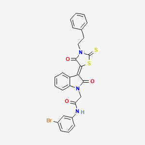 N-(3-bromophenyl)-2-{(3Z)-2-oxo-3-[4-oxo-3-(2-phenylethyl)-2-thioxo-1,3-thiazolidin-5-ylidene]-2,3-dihydro-1H-indol-1-yl}acetamide