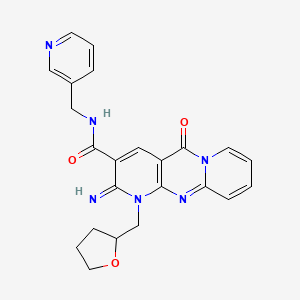 6-imino-2-oxo-7-(oxolan-2-ylmethyl)-N-(pyridin-3-ylmethyl)-1,7,9-triazatricyclo[8.4.0.03,8]tetradeca-3(8),4,9,11,13-pentaene-5-carboxamide