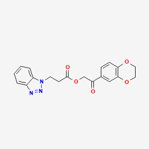 molecular formula C19H17N3O5 B12031881 2-(2,3-dihydro-1,4-benzodioxin-6-yl)-2-oxoethyl 3-(1H-benzotriazol-1-yl)propanoate 