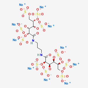 molecular formula C15H20N2Na10O42S10 B1203190 Decasodium;[(2R,3R,4S,5S)-1-oxo-1-[3-[[(2R,3R,4S,5S)-2,3,4,5,6-pentasulfonatooxyhexanoyl]amino]propylamino]-2,4,5,6-tetrasulfonatooxyhexan-3-yl] sulfate CAS No. 137887-29-7
