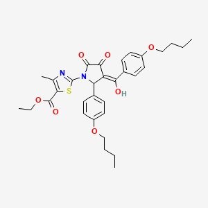 Ethyl 2-(3-(4-butoxybenzoyl)-2-(4-butoxyphenyl)-4-hydroxy-5-oxo-2,5-dihydro-1H-pyrrol-1-yl)-4-methylthiazole-5-carboxylate