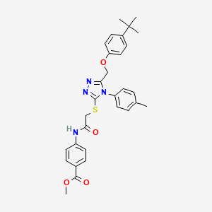 Methyl 4-(2-((5-((4-(tert-butyl)phenoxy)methyl)-4-(p-tolyl)-4H-1,2,4-triazol-3-yl)thio)acetamido)benzoate