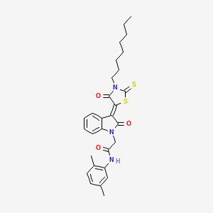 N-(2,5-dimethylphenyl)-2-[(3Z)-3-(3-octyl-4-oxo-2-thioxo-1,3-thiazolidin-5-ylidene)-2-oxo-2,3-dihydro-1H-indol-1-yl]acetamide