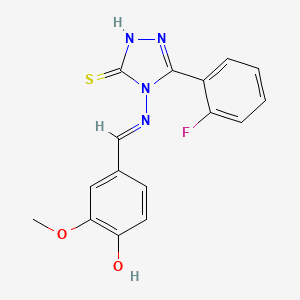 3-(2-Fluorophenyl)-4-((4-hydroxy-3-methoxybenzylidene)amino)-1H-1,2,4-triazole-5(4H)-thione