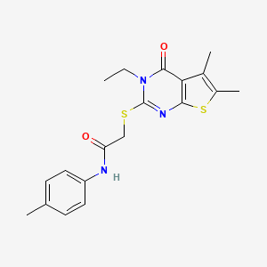 2-((3-Ethyl-5,6-dimethyl-4-oxo-3,4-dihydrothieno[2,3-d]pyrimidin-2-yl)thio)-N-(p-tolyl)acetamide