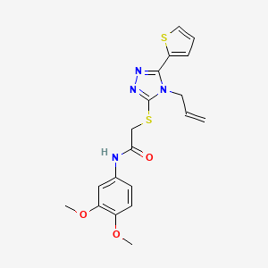 molecular formula C19H20N4O3S2 B12031985 N-(3,4-dimethoxyphenyl)-2-{[4-(prop-2-en-1-yl)-5-(thiophen-2-yl)-4H-1,2,4-triazol-3-yl]sulfanyl}acetamide CAS No. 579439-80-8