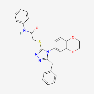 2-((5-Benzyl-4-(2,3-dihydrobenzo[b][1,4]dioxin-6-yl)-4H-1,2,4-triazol-3-yl)thio)-N-phenylacetamide