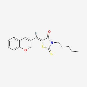 molecular formula C18H19NO2S2 B12032024 (5Z)-5-(2H-chromen-3-ylmethylene)-3-pentyl-2-thioxo-1,3-thiazolidin-4-one 