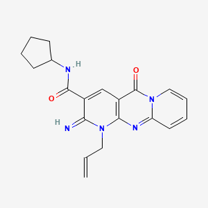 N-cyclopentyl-6-imino-2-oxo-7-prop-2-enyl-1,7,9-triazatricyclo[8.4.0.03,8]tetradeca-3(8),4,9,11,13-pentaene-5-carboxamide