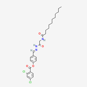 molecular formula C28H35Cl2N3O4 B12032136 4-(2-((Dodecanoylamino)acetyl)carbohydrazonoyl)phenyl 2,4-dichlorobenzoate CAS No. 477729-84-3