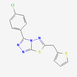 molecular formula C14H9ClN4S2 B1203214 3-(4-Chlorophenyl)-6-(thiophen-2-ylmethyl)-[1,2,4]triazolo[3,4-b][1,3,4]thiadiazole 