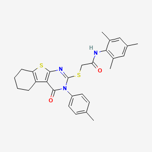 2-{[3-(4-methylphenyl)-4-oxo-3,4,5,6,7,8-hexahydro[1]benzothieno[2,3-d]pyrimidin-2-yl]sulfanyl}-N-(2,4,6-trimethylphenyl)acetamide