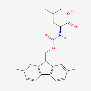 molecular formula C23H27NO4 B1203224 N-(((2,7-Dimethyl-9H-fluoren-9-yl)methoxy)carbonyl)-L-leucine CAS No. 132684-62-9