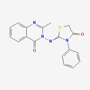 molecular formula C18H14N4O2S B1203226 2-(2-Methyl-4-oxoquinazolin-3-yl)imino-3-phenyl-1,3-thiazolidin-4-one 