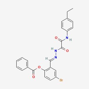 4-Bromo-2-(2-((4-ethylanilino)(oxo)acetyl)carbohydrazonoyl)phenyl benzoate