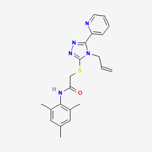 molecular formula C21H23N5OS B12032320 2-{[4-(prop-2-en-1-yl)-5-(pyridin-2-yl)-4H-1,2,4-triazol-3-yl]sulfanyl}-N-(2,4,6-trimethylphenyl)acetamide CAS No. 573949-92-5