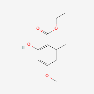 molecular formula C11H14O4 B1203233 Benzoic acid, 2-hydroxy-4-methoxy-6-methyl-, ethyl ester CAS No. 6110-36-7