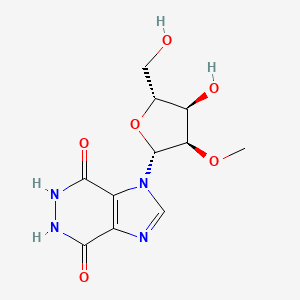 molecular formula C11H14N4O6 B1203236 3-[(2R,3R,4R,5R)-4-hydroxy-5-(hydroxymethyl)-3-methoxy-tetrahydrofuran-2-yl]-5,6-dihydroimidazo[4,5-d]pyridazine-4,7-dione 