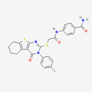 4-[({[3-(4-Methylphenyl)-4-oxo-3,4,5,6,7,8-hexahydro[1]benzothieno[2,3-d]pyrimidin-2-yl]sulfanyl}acetyl)amino]benzamide