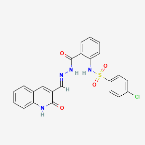 4-Chloro-N-(2-(2-((2-oxo-1,2-dihydroquinolin-3-yl)methylene)hydrazinecarbonyl)phenyl)benzenesulfonamide