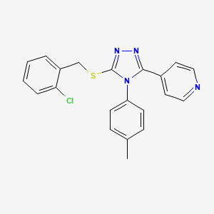 molecular formula C21H17ClN4S B12032436 4-{5-[(2-chlorobenzyl)sulfanyl]-4-(4-methylphenyl)-4H-1,2,4-triazol-3-yl}pyridine 