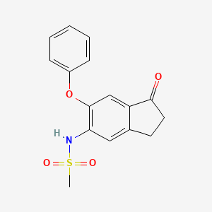 molecular formula C16H15NO4S B1203245 5-Methylsulfonylamino-6-phenoxy-1-indanone CAS No. 75360-85-9