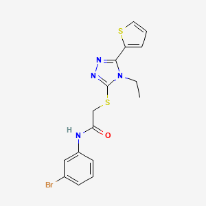 molecular formula C16H15BrN4OS2 B12032499 N-(3-bromophenyl)-2-{[4-ethyl-5-(thiophen-2-yl)-4H-1,2,4-triazol-3-yl]sulfanyl}acetamide CAS No. 556807-23-9