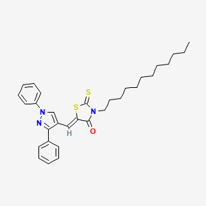 (5Z)-5-[(1,3-Diphenyl-1H-pyrazol-4-YL)methylene]-3-dodecyl-2-thioxo-1,3-thiazolidin-4-one