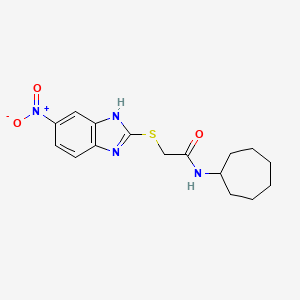 molecular formula C16H20N4O3S B1203259 N-环庚基-2-[(6-硝基-1H-苯并咪唑-2-基)硫基]乙酰胺 