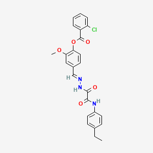 molecular formula C25H22ClN3O5 B12032596 4-((E)-{[(4-ethylanilino)(oxo)acetyl]hydrazono}methyl)-2-methoxyphenyl 2-chlorobenzoate CAS No. 769153-40-4