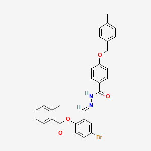 molecular formula C30H25BrN2O4 B12032656 [4-bromo-2-[(E)-[[4-[(4-methylphenyl)methoxy]benzoyl]hydrazinylidene]methyl]phenyl] 2-methylbenzoate 