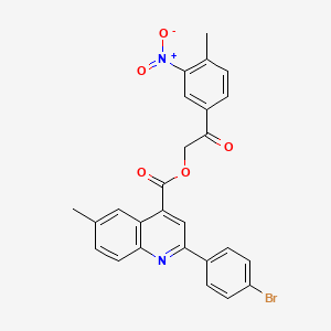 molecular formula C26H19BrN2O5 B12032693 2-(4-Methyl-3-nitrophenyl)-2-oxoethyl 2-(4-bromophenyl)-6-methylquinoline-4-carboxylate 