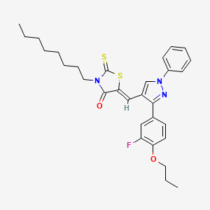 molecular formula C30H34FN3O2S2 B12032694 (5Z)-5-{[3-(3-Fluoro-4-propoxyphenyl)-1-phenyl-1H-pyrazol-4-YL]methylene}-3-octyl-2-thioxo-1,3-thiazolidin-4-one CAS No. 623940-01-2