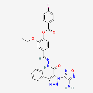 4-[(E)-({[1-(4-Amino-1,2,5-oxadiazol-3-YL)-4-phenyl-1H-1,2,3-triazol-5-YL]carbonyl}hydrazono)methyl]-2-ethoxyphenyl 4-fluorobenzoate