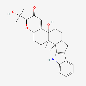 molecular formula C27H33NO4 B1203293 4b-羟基-2-(1-羟基-1-甲基乙基)-12b,12c-二甲基-5,6,6a,7,12,12b,12c,13,14,14a-十氢-2H-色烯并[5',6':6,7]茚并[1,2-b]吲哚-3(4bH)-酮 