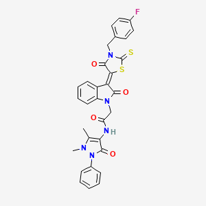 N-(1,5-dimethyl-3-oxo-2-phenyl-2,3-dihydro-1H-pyrazol-4-yl)-2-{(3Z)-3-[3-(4-fluorobenzyl)-4-oxo-2-thioxo-1,3-thiazolidin-5-ylidene]-2-oxo-2,3-dihydro-1H-indol-1-yl}acetamide