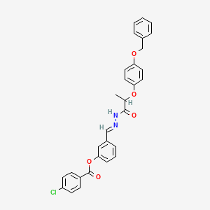 3-(2-(2-(4-(Benzyloxy)phenoxy)propanoyl)carbohydrazonoyl)phenyl 4-chlorobenzoate