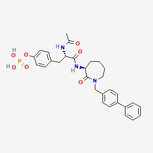 molecular formula C30H34N3O7P B1203305 N-Acetyl-N-[1-(1,1'-biphenyl-4-ylmethyl)-2-oxoazepan-3-YL]-O-phosphonotyrosinamide 