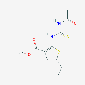 molecular formula C12H16N2O3S2 B1203311 2-[[乙酰氨基(亚磺基)亚甲基]氨基]-5-乙基-3-噻吩甲酸乙酯 