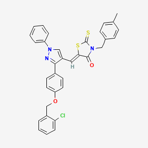 (5Z)-5-[(3-{4-[(2-Chlorobenzyl)oxy]phenyl}-1-phenyl-1H-pyrazol-4-YL)methylene]-3-(4-methylbenzyl)-2-thioxo-1,3-thiazolidin-4-one