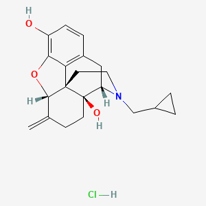molecular formula C21H26ClNO3 B1203320 (4S,4aS,7aS,12bS)-3-(cyclopropylmethyl)-7-methylidene-2,4,5,6,7a,13-hexahydro-1H-4,12-methanobenzofuro[3,2-e]isoquinoline-4a,9-diol;hydrochloride 