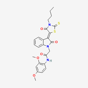 molecular formula C25H25N3O5S2 B12033289 2-[(3Z)-3-(3-butyl-4-oxo-2-thioxo-1,3-thiazolidin-5-ylidene)-2-oxo-2,3-dihydro-1H-indol-1-yl]-N-(2,4-dimethoxyphenyl)acetamide CAS No. 617694-83-4