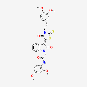 N-(2,4-dimethoxyphenyl)-2-((3Z)-3-{3-[2-(3,4-dimethoxyphenyl)ethyl]-4-oxo-2-thioxo-1,3-thiazolidin-5-ylidene}-2-oxo-2,3-dihydro-1H-indol-1-yl)acetamide