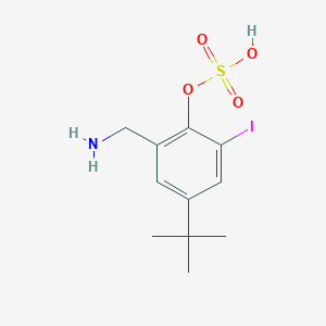 molecular formula C11H16INO4S B1203334 2-(Aminomethyl)-4-tert-butyl-6-iodophenyl hydrogen sulfate CAS No. 65687-13-0