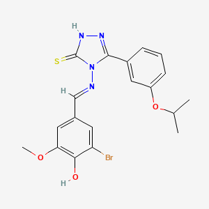 2-Bromo-4-((E)-{[3-(3-isopropoxyphenyl)-5-sulfanyl-4H-1,2,4-triazol-4-YL]imino}methyl)-6-methoxyphenol