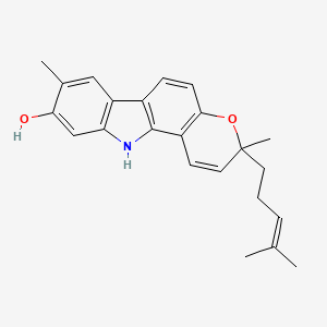 B1203347 3,8-Dimethyl-3-(4-methylpent-3-en-1-yl)-3,11-dihydropyrano[3,2-a]carbazol-9-ol CAS No. 138876-26-3